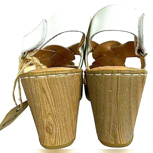 Born 11 Boho Chic White Leather Wedge Comfortable Adjustable New - Picture 7 of 8